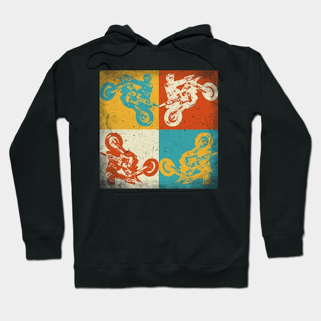 Motocross practice. Retro squares Hoodie by SerenityByAlex